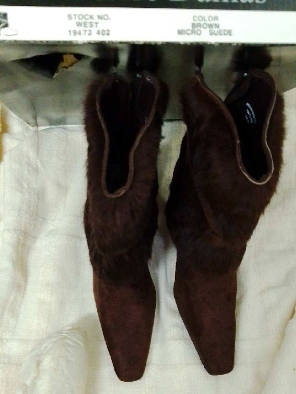 Pierre Dumas Brown Micro Suede Ankle Boots with Fur Trim